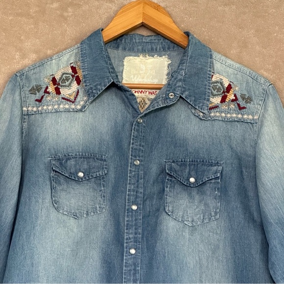 Johnny Was 3J Workshop Embroidered Denim Dress - Picture 2 of 13